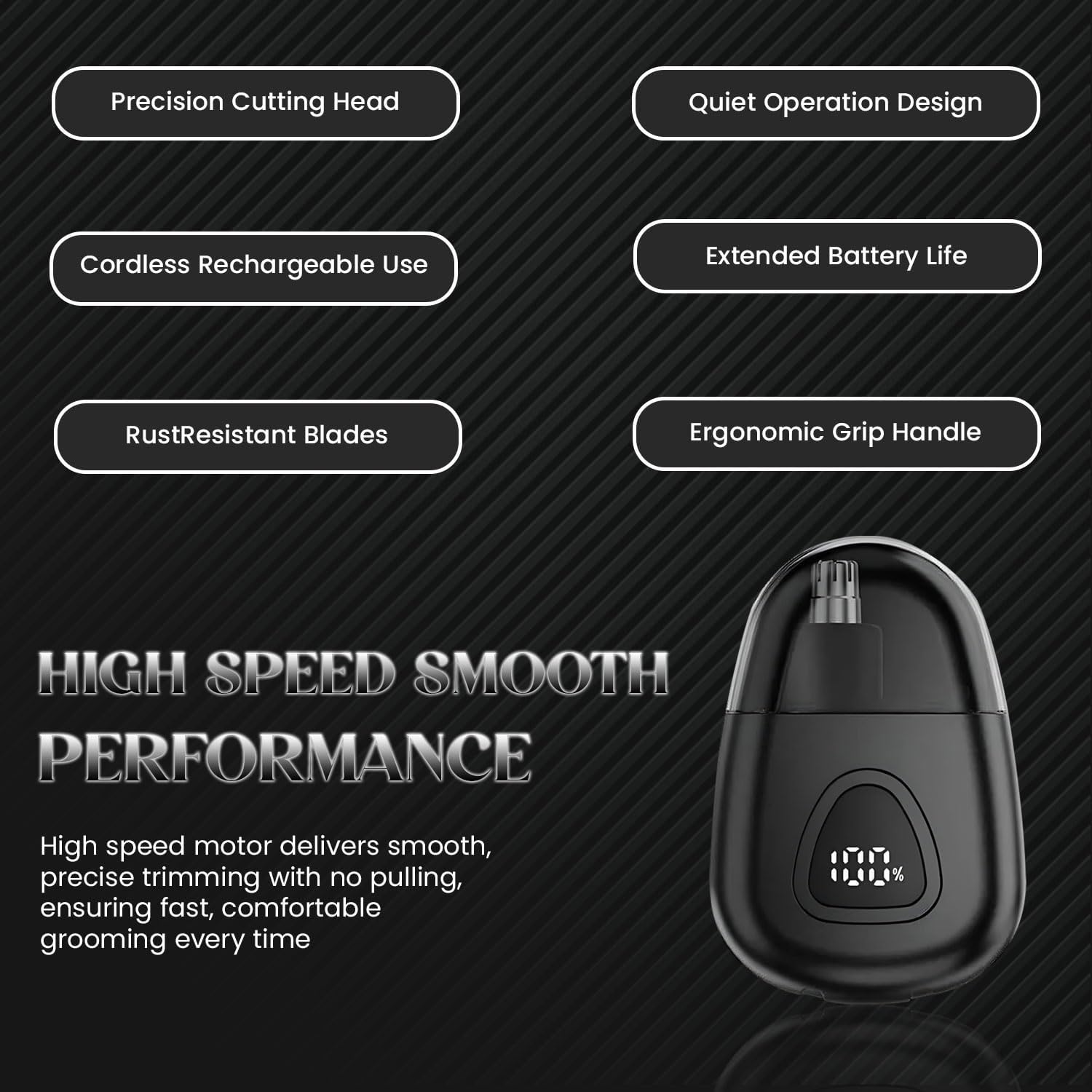 Nose Hair Trimmer for Men Women - Electric Nose Hair Clipper with Replaceable Stainless Steel Blade, Powerful Motor, Wet/Dry Use, Portable USB Rechargeable Design | Black
