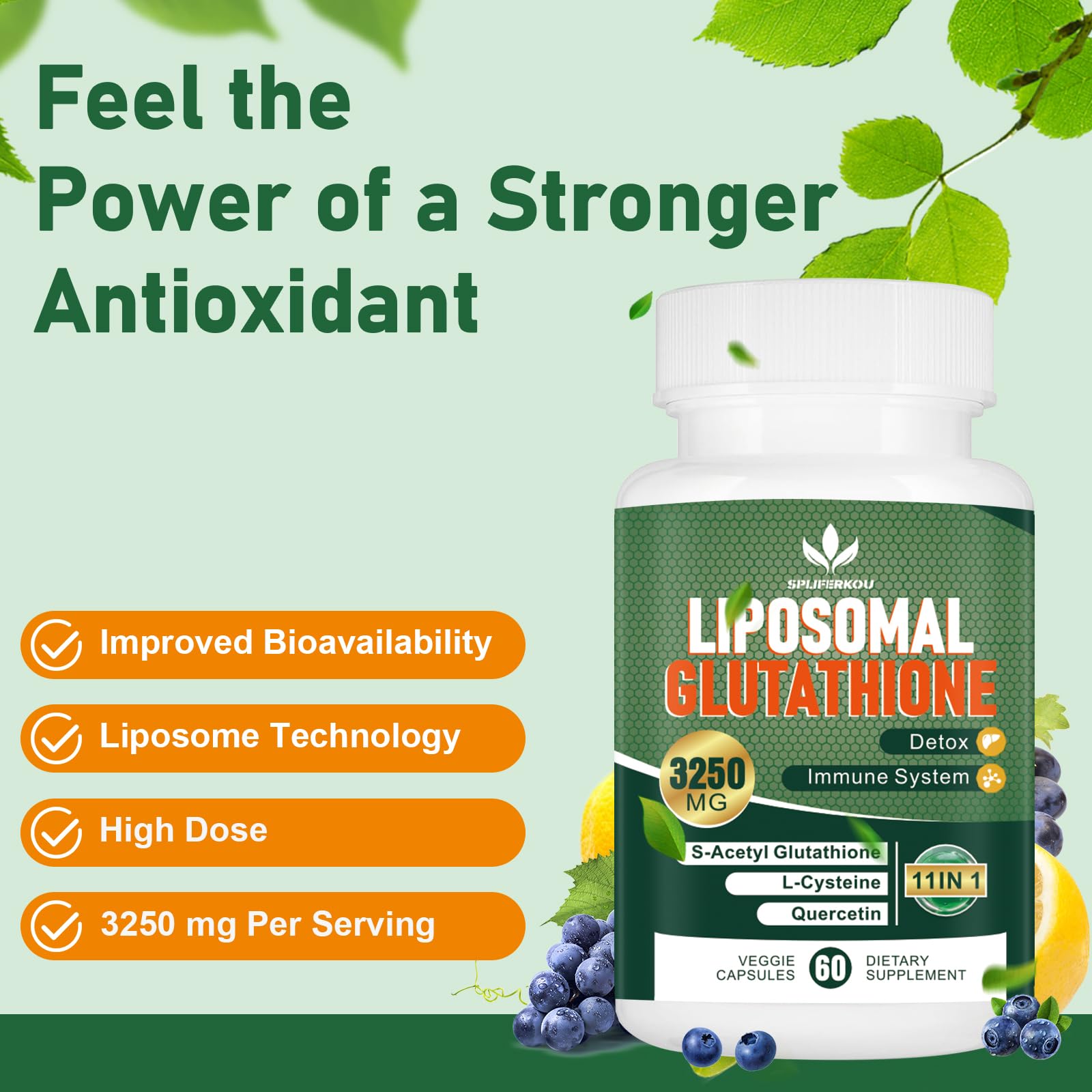 3250 MG Liposomal Glutathione Supplement, 60 Capsules — Amazon image 4