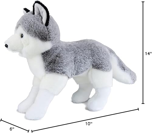 Vista 7 de Ice King Bear Peluche realista de Husky siberiano, juguete de peluche, 14 pulgadas de largo, de pie