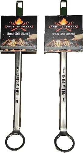 NOT a FOrK Bundle buy - (2 x Units) Stainless Steel Braai Grill Scrubber with Onion Holder, Pot Lid Lifter and Bottle Opener, 40 cm