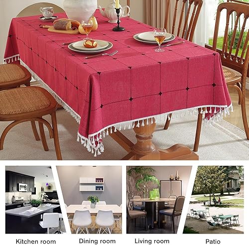 Miniatura 10 de Pahajim - Mantel rectangular de peso de lino y algodón, resistente al polvo, para fiestas, para la cocina, para cenas