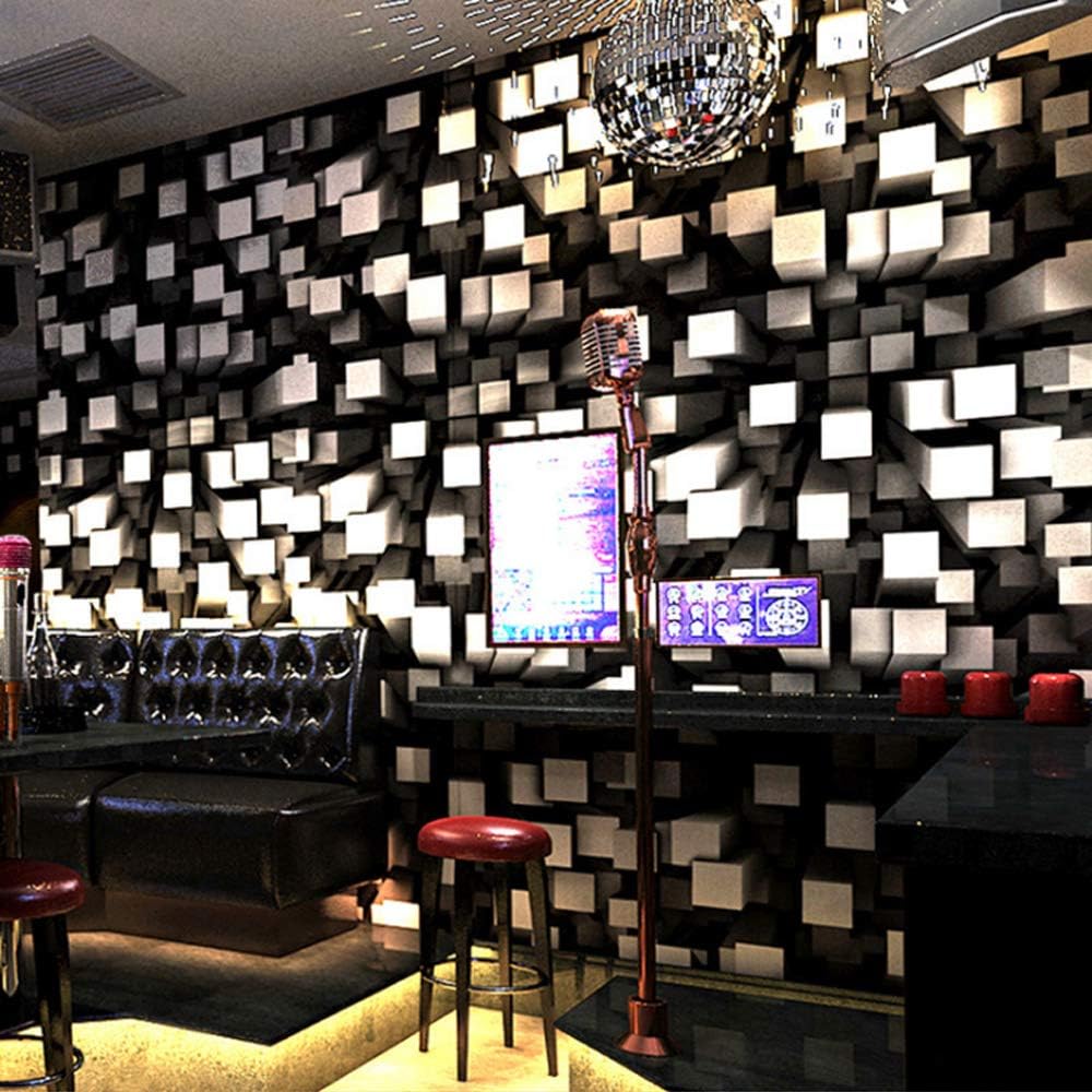 Q QIHANG Modern 3D Personality Fashion Flash Magic Lattice PVC Wallpaper Hotel Ballroom Karaoke Bar Ceiling Wallpaper 20.87" Wx393.7 L Non-Pasted (Blue)