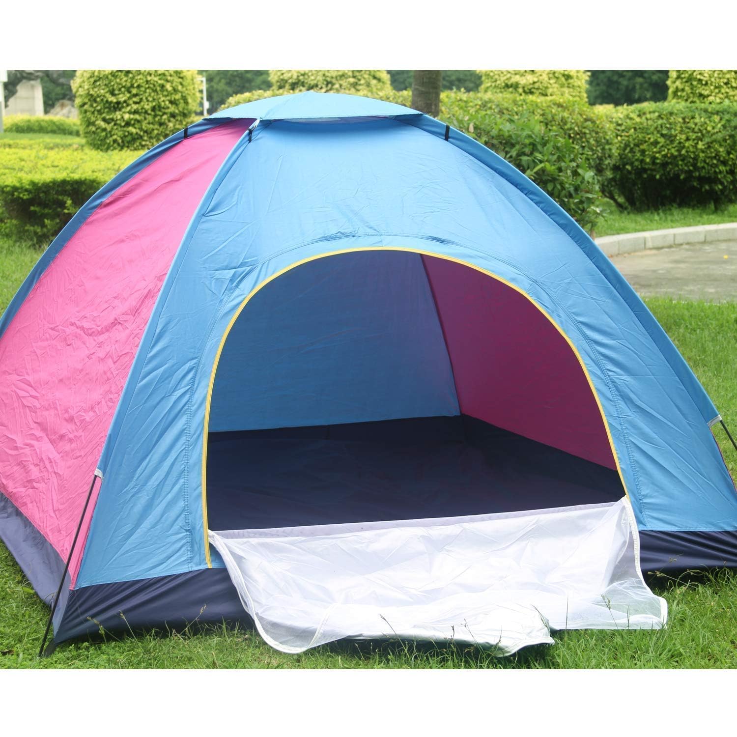 Tent House Polyester-6 Person Waterproof Dome Tent with Carry Bag- Easy Set Up-Great for Camping Heavy Rain, Wind, Storm Proof Campers for Outdoor, Travelling, Picnic Family Tent (Pink &Blue)-image-49