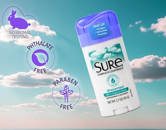 Sure Original Solid Unscented, Anti-Perspirant Deodorant 2.70 oz (Pack Of 1)