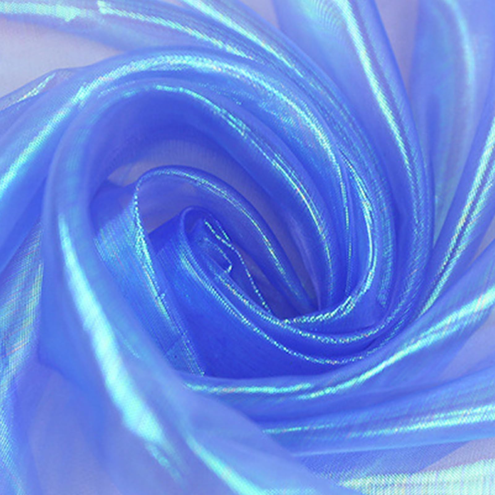 Holographic Gauze Fabric, 1.5m*3m Gradient Iridescent Organza Fabric for Costume Crafts Party Decorations, Royal Blue