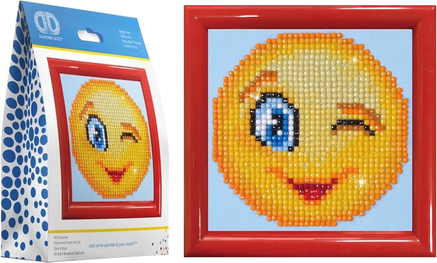 DIAMOND DOTZ Wink Wink Kit with Frame Emoji Diamond Painting Kits for Adults - Diamond Art Kits a Relaxing Creative Craft Kit with Dotz Gems 3.5"x3.5"