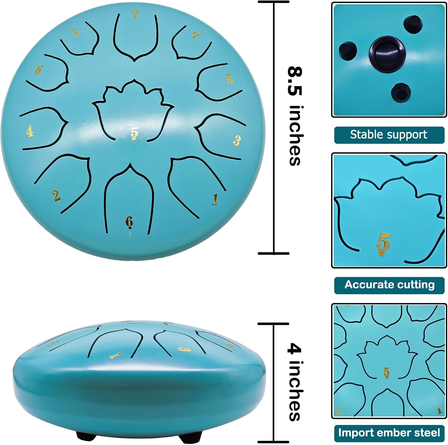 8.5-Inch 11-Note Steel Tongue Drum, Rain Drum for Outside & Garden image 2