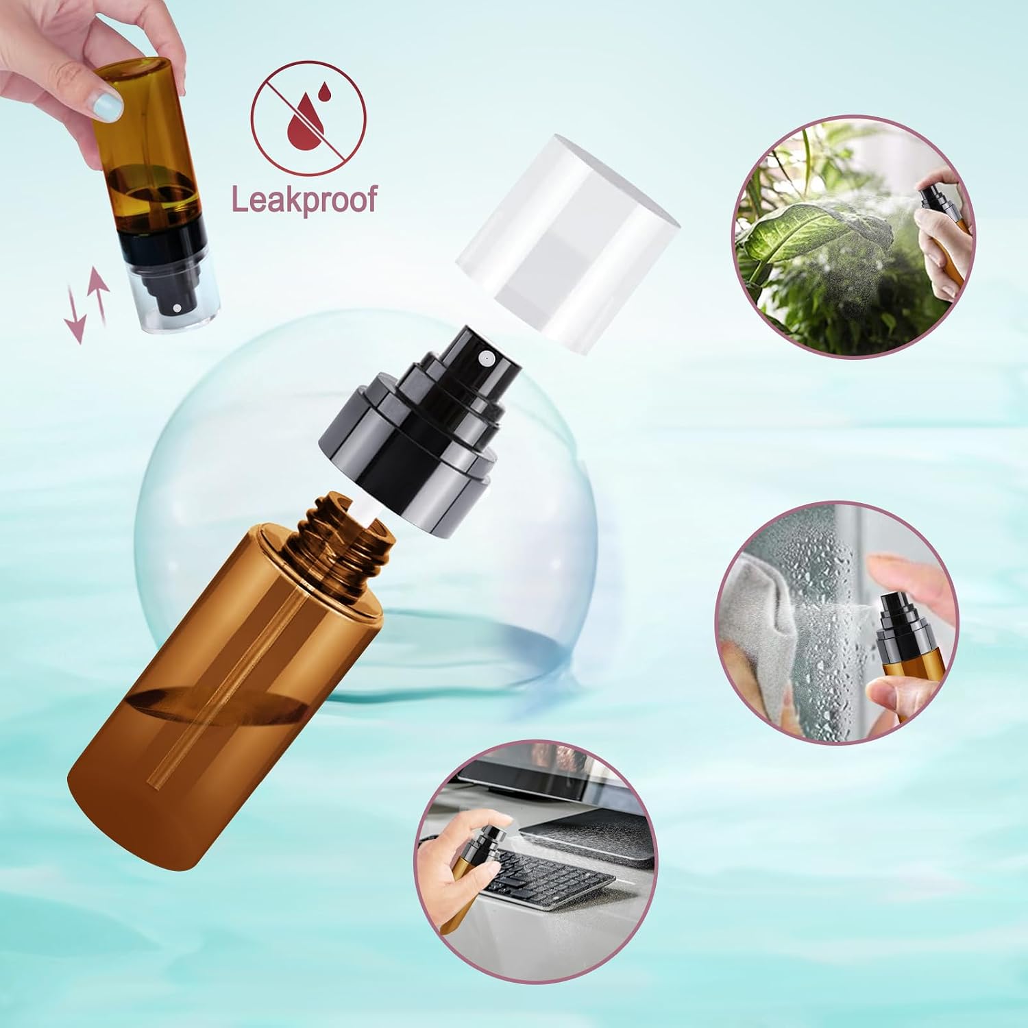 3PCS 50ml Small Spray Bottle Set for Perfume & Face Mist – Refillable Tiny Spray Bottles Kit with Mini Spray Bottle Atomizer for Travel image 2