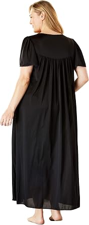 Only Necessities Long Silky Lace-Trim Gown