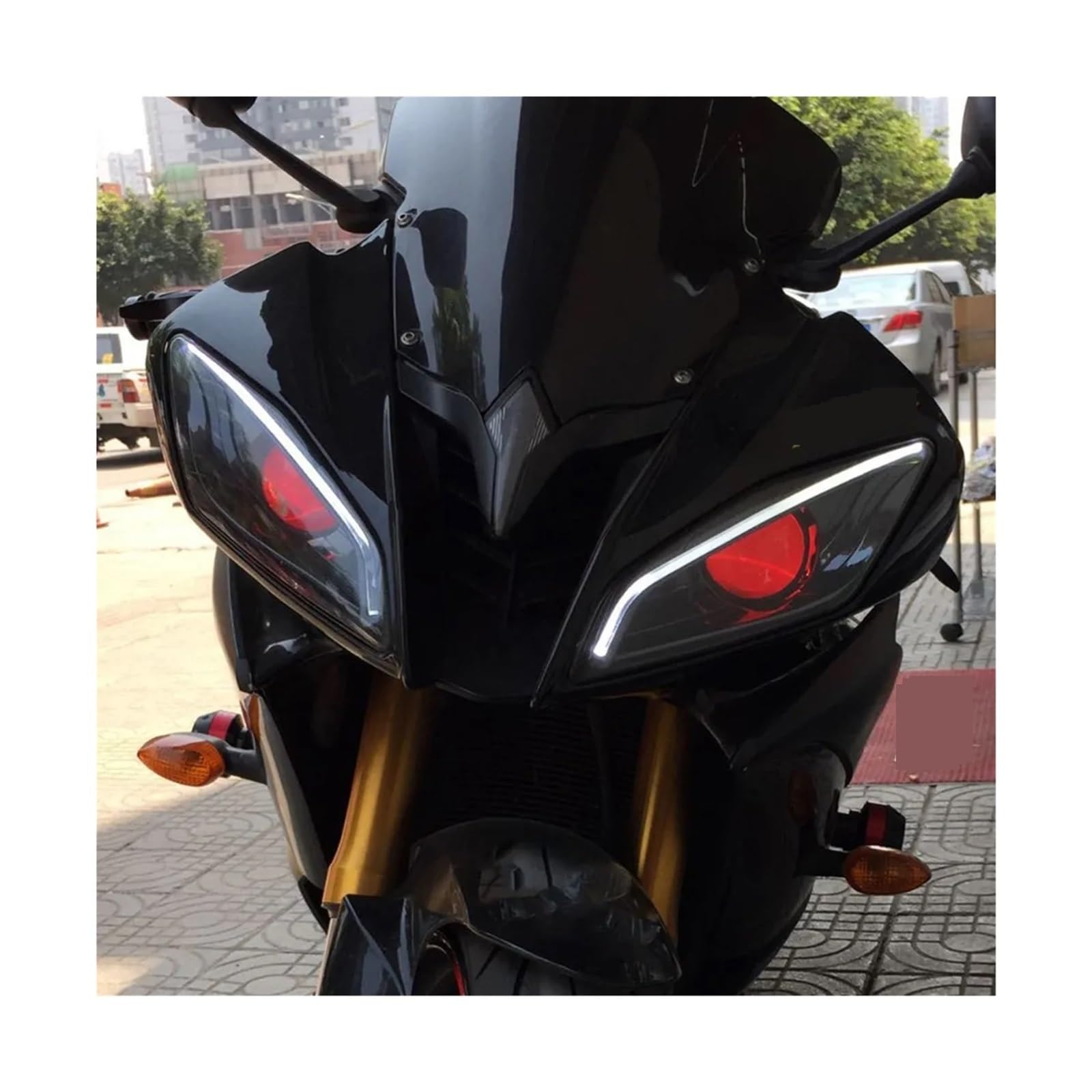 Tengchang Faro Moto Per Yamaha YZF R6 2006-2007 - Gruppo Ottico Anteriore In ABS Nero