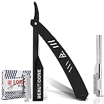 BEAUTICONE Straight Razors for Men, Straight Edge Razor, 100 Single Edge Blades, Stainless Steel, Barber Razor for Men\'s Shaving, Barber Shaving Knife, Slide-Out