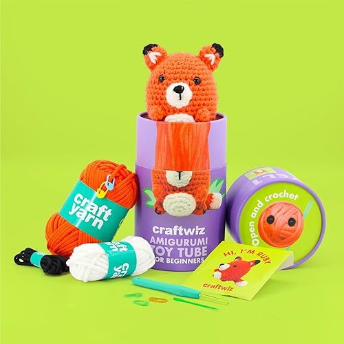 Miniatura 7 de Craftwiz Kit de ganchillo para principiantes, Ruby The Fox, kit de ganchillo Amigurumi para principiantes, adultos y niños, aprende a tejer con