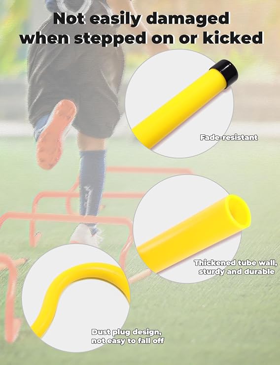 GHB Agility Hurdles 8 حواجز تدريب خفة الحركة السريعة،مجموعة معدات تدريب حواجز قوية قابلة للفصل مع حقيبة حمل للأطفال والرياضيين وكرة القدم وكرة السلة