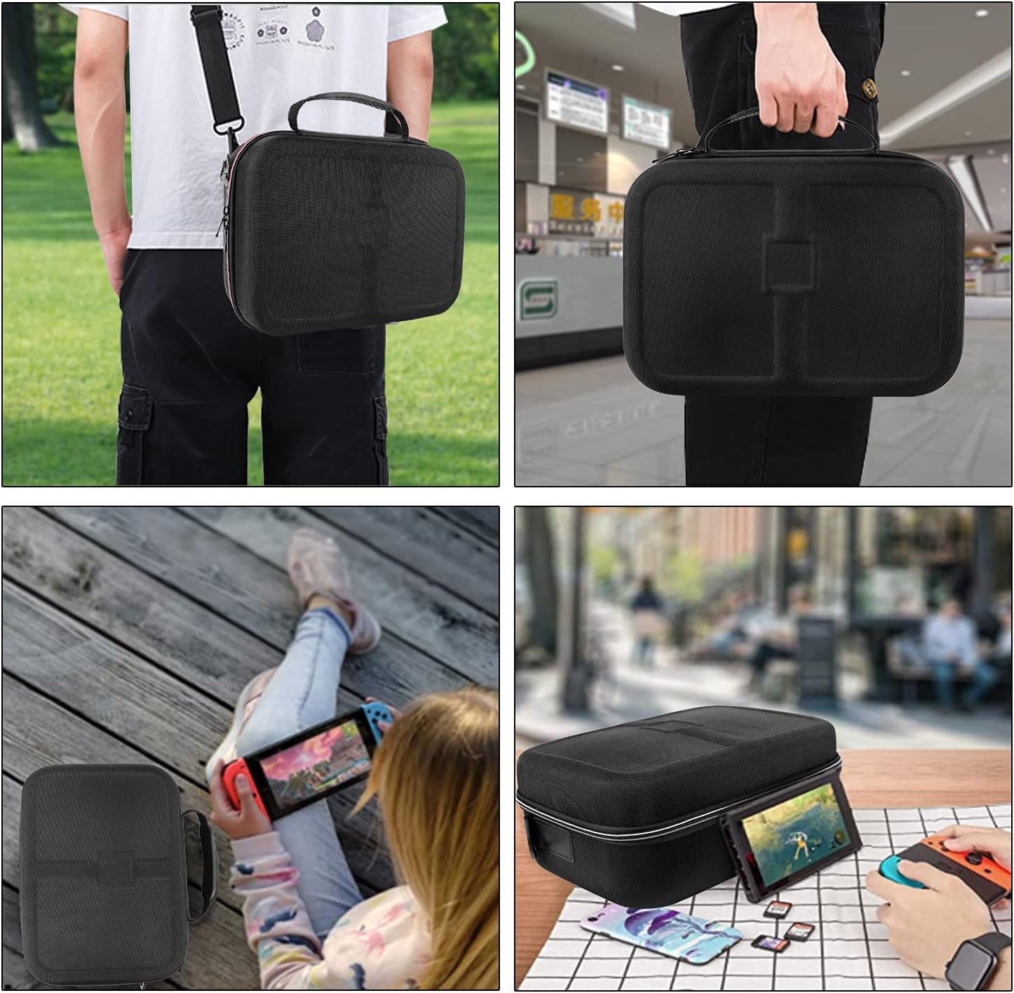 Carrying Storage Case for Nintendo Switch,Big Hard Shell Case for Nintendo Switch Fits Complete Switch System Console, Switch Dock,Pro Controller,Joy-Con Grip with 18 Games Cards Slots,Black