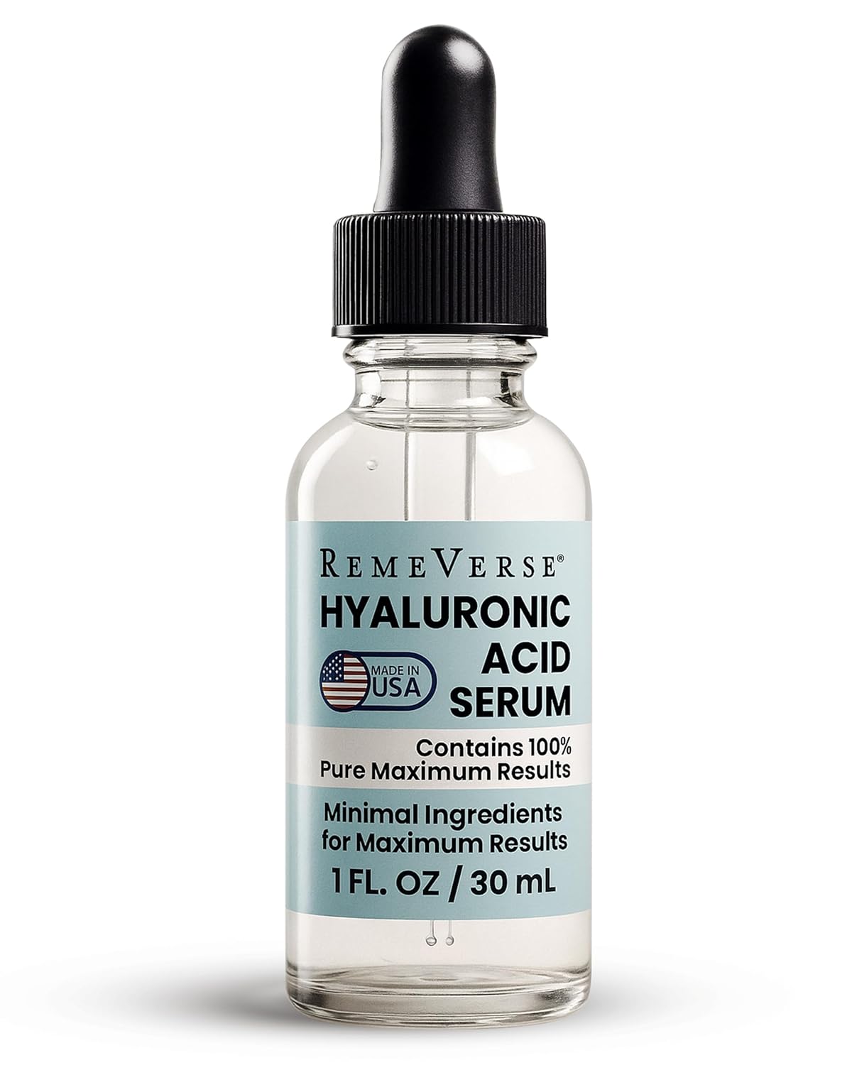 RemeVerse Hyaluronic Acid Serum – 100% Pure Formulation for Face, Lips & Décolleté – Intense Moisture for Dry Skin & Fine Lines – Wrinkle-Reducing Formula for a Youthful & Plump Appearance, 1 oz