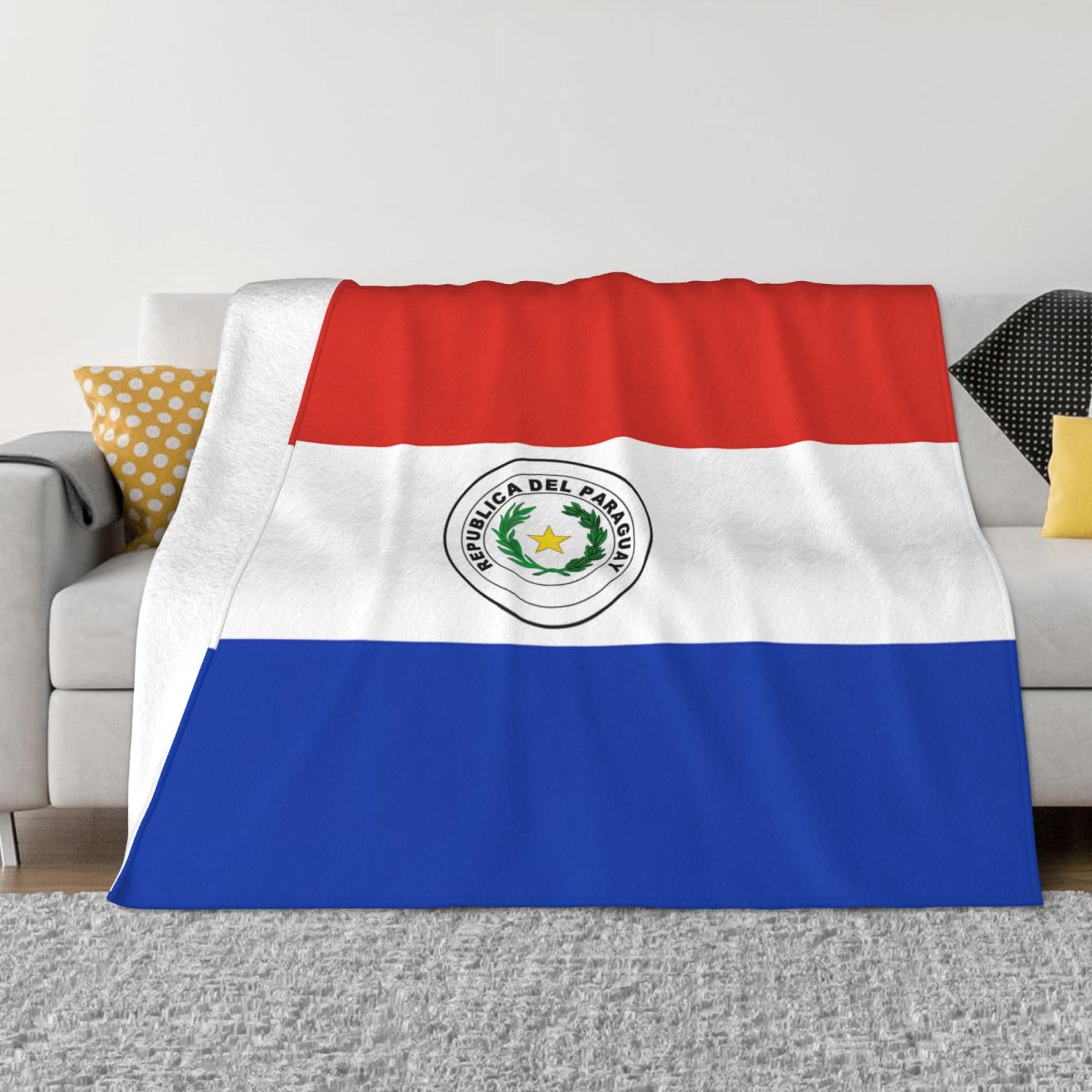 Manta de viaje portátil de 80 x 60 pulgadas, suave, resistente a las arrugas, plegable, exquisita bandera de Paraguay