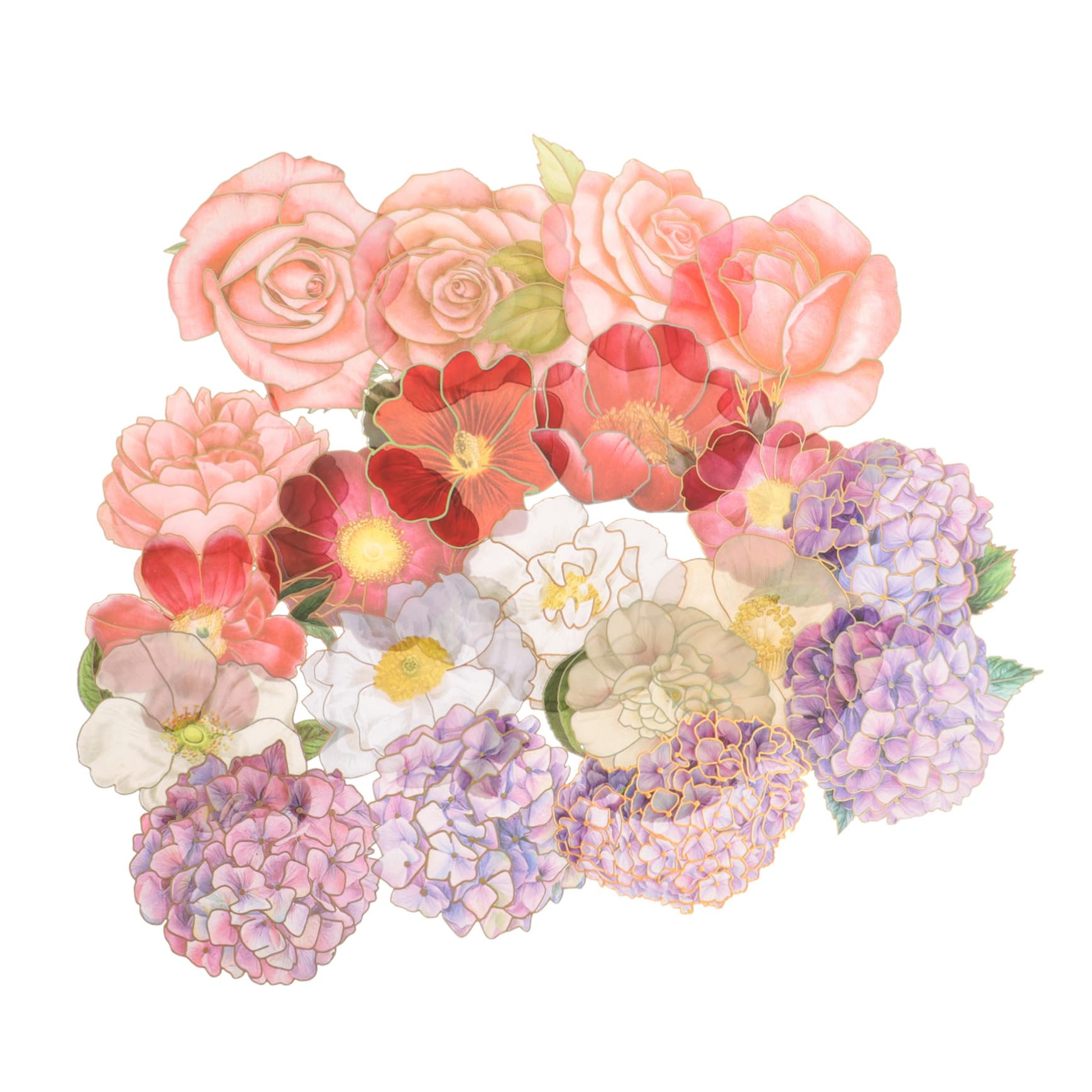Angoily 5 Set Adesivi Floreali Etichetta Scrapbooking Diario Floreale Fiori Estetico Adulto Journaling Simpatici Adesivi Decalcomanie Per Album Adesivi Decorativi Plastica 40 Fogli*5