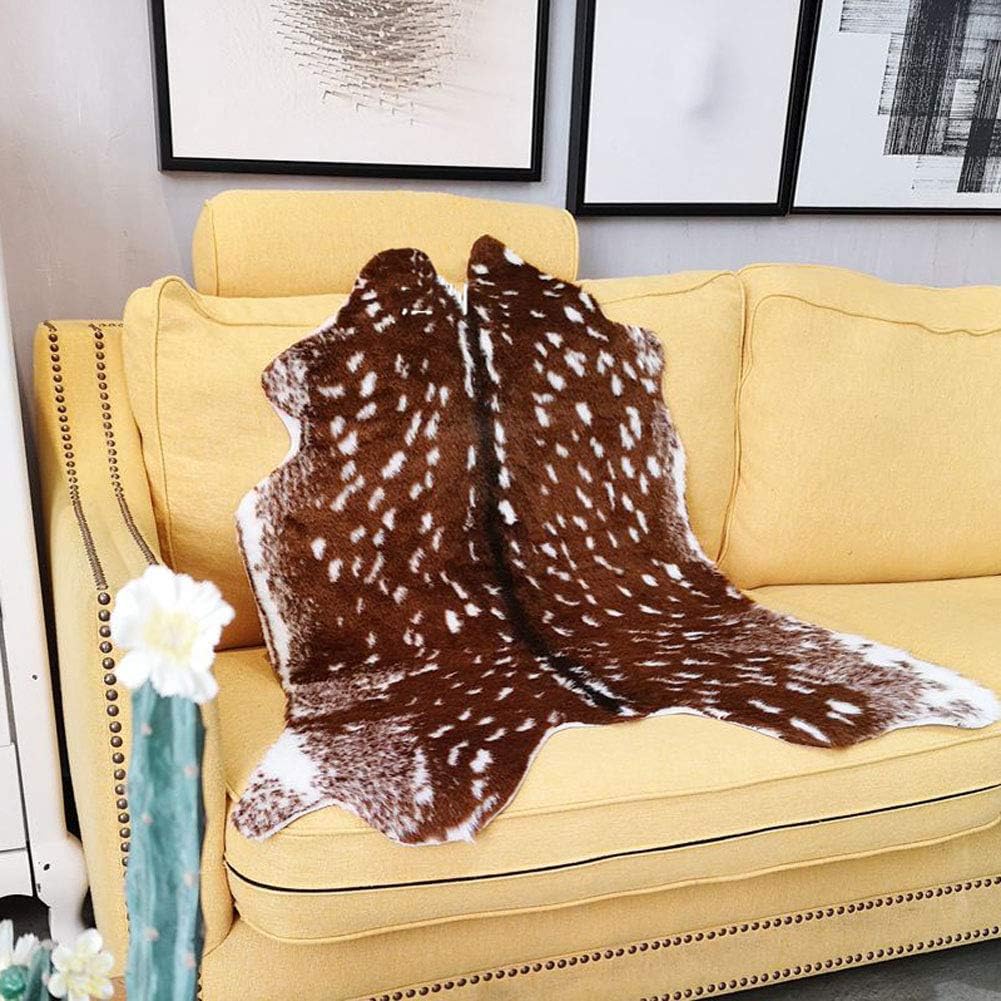 Faux Cowhide Area Rug, Sika Deer Printed Hide Rug Animal Print Rug Faux Fur Area Rugs Carpet for Home Office Livingroom Bedroom