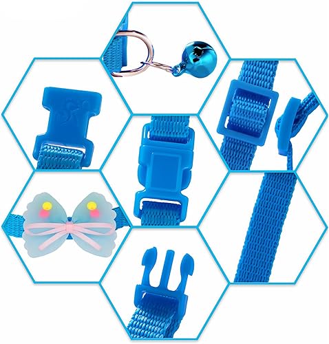 Miniatura 3 de Flymind Paquete de 6 collares para cachorros con colgantes de campana y arcoíris, collares de identificación de gato separables ajustables de 7.5 a