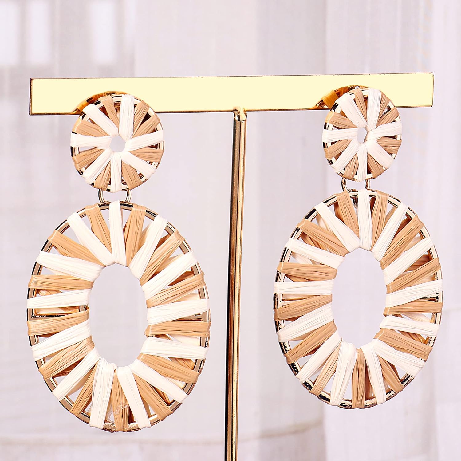 Statement Raffia Earrings Boho Drop Dangle Earrings for Women Handmade Fashion Earring Bohemian Gift Jewelry for Girls - Image 6