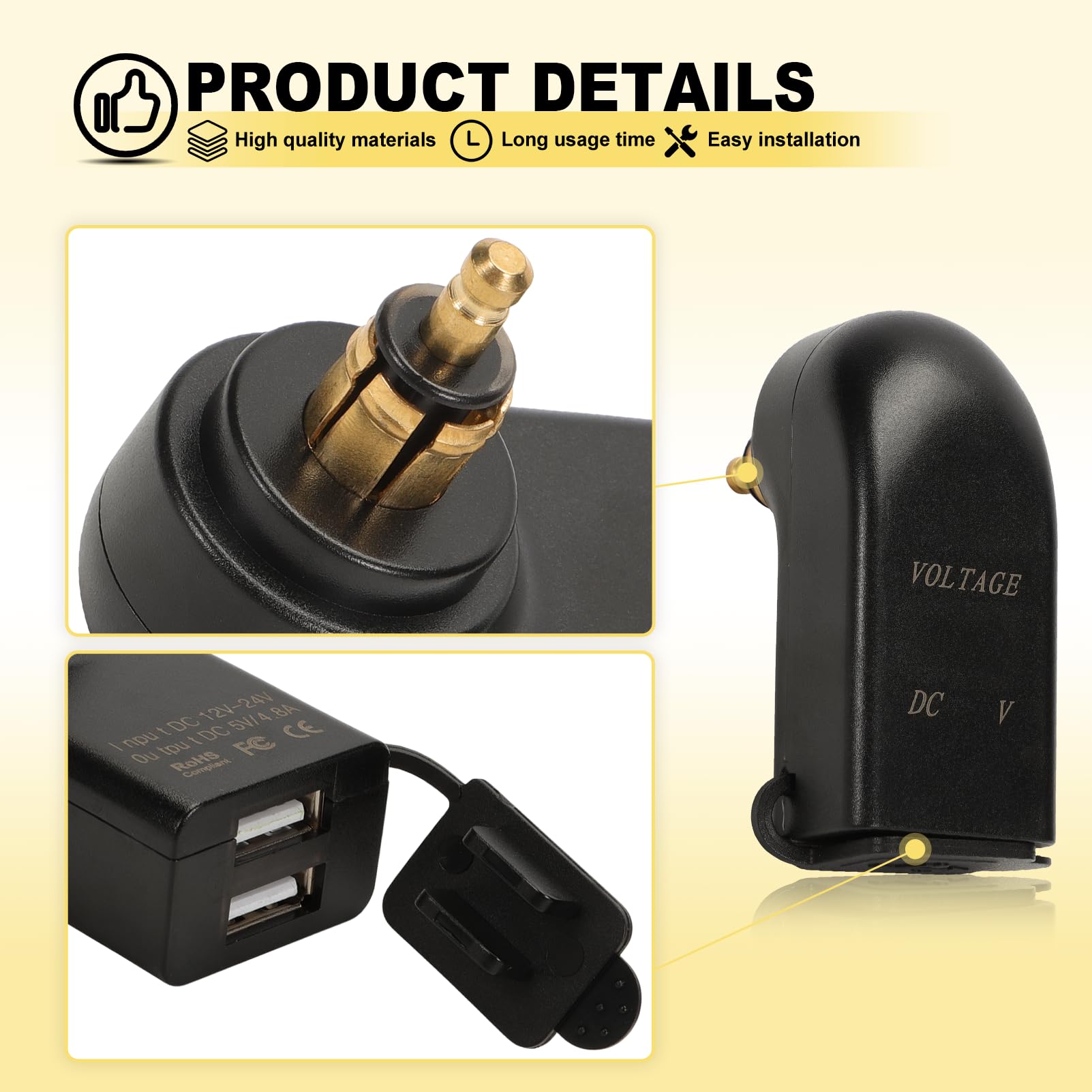 Presa USB Motociclo Caricatore Per Due Porte, Per I Modelli Bmw F800gs, F650gs E F700gs Connettore Ricarica Rapida Con Cappuccio In Gomma Impermeabile, 12-24 V Cc, 2,4 A, Per 1200gs Rt
