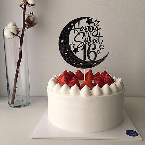 Miniatura 5 de 24 piezas de adornos para cupcakes con corona de purpurina Hello 16, Hello 16, Dieciséis saludos a los 16 años, para cumpleaños de 16 años, para