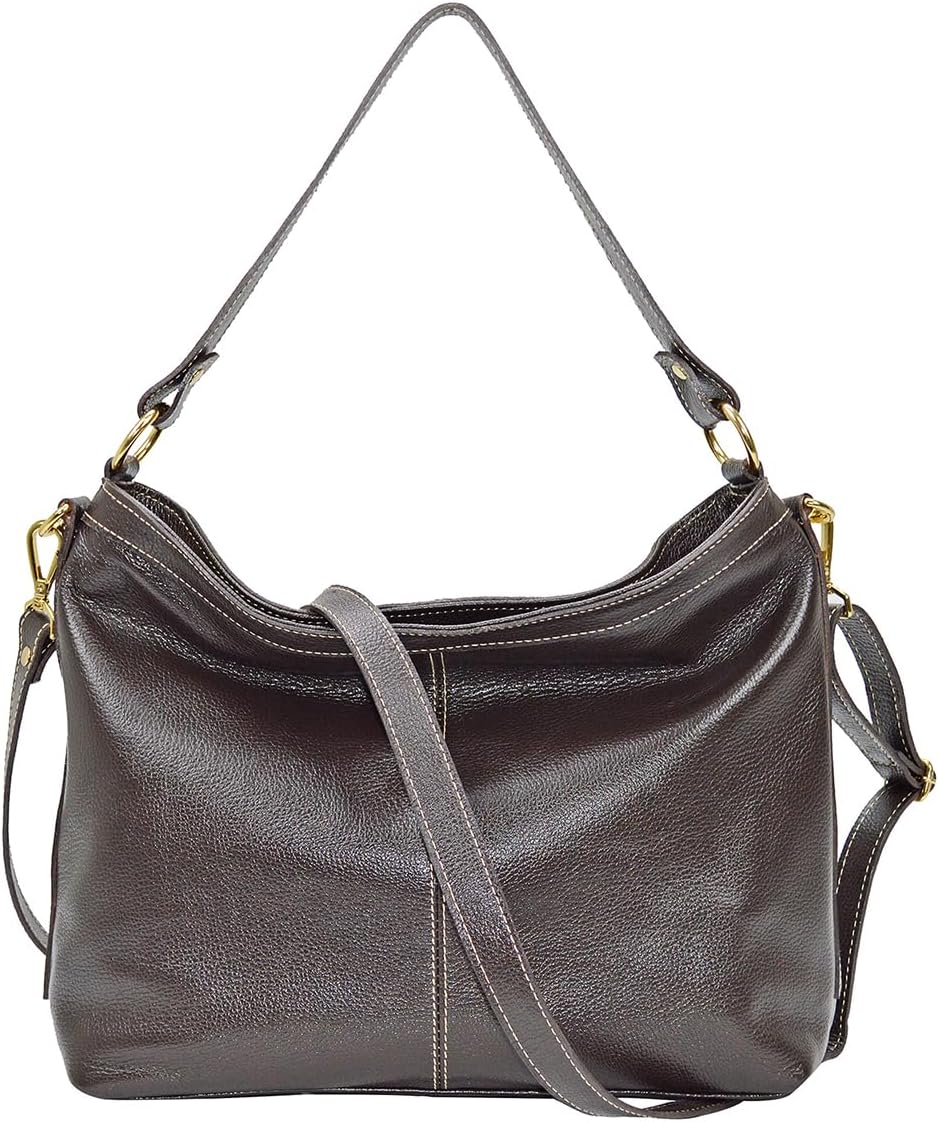 Bolsa Feminina Transversal e Ombro Couro Legítimo com Zíper Tamanho Médio MDXB348