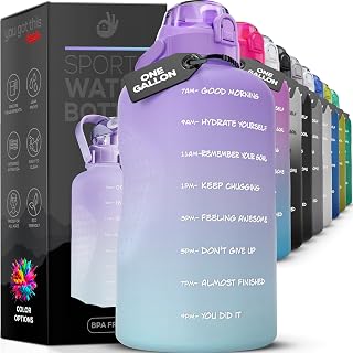 1 Gallon Motivational Water Bottle 128oz with Straw & Handle - BPA Free, Spill Proof Reusable Jug for All-Day Hydration