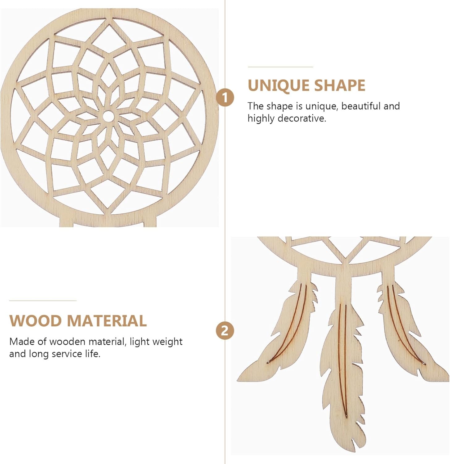 ARTIBETTER Mini Dream Catcher 20pcs Set, DIY Home Decoration Pendant Wooden Accessories Timber Wall Ornaments Dream Catcher (Beige, Third Pattern) - Image 6