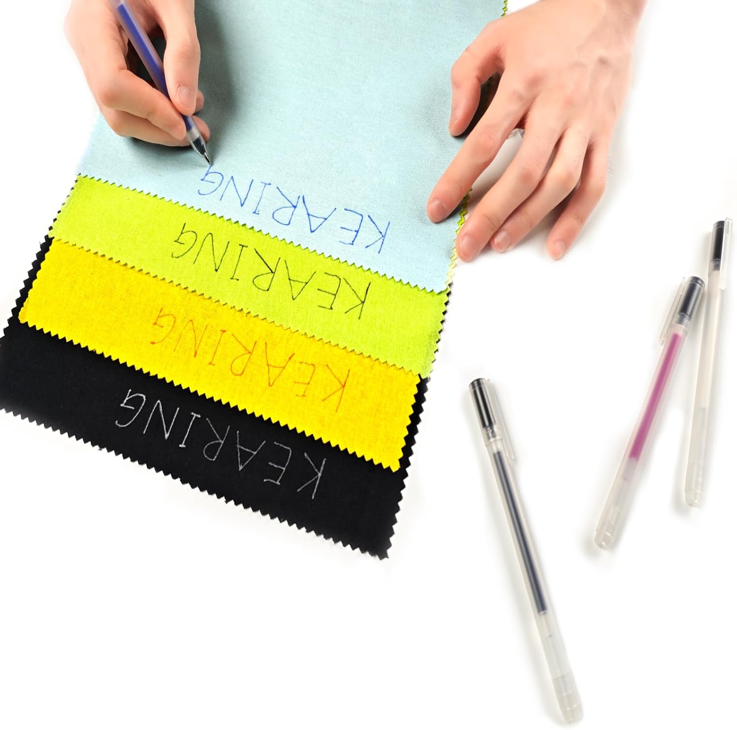 KEARING 4 Colors Heat Erasable Fabric Pens - Dual Removal Sewing Markers | Assorted markers for embroidery, quilting and dressmaking. Temporary ink disappears easily with heat ironing or washing.