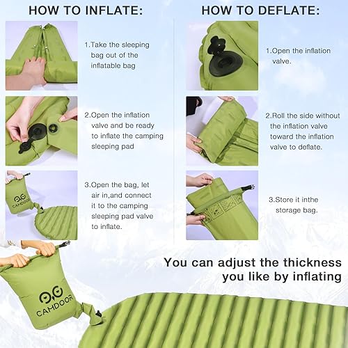 Miniatura 6 de Colchoneta de dormir autoinflable para acampar con bolsa inflable, alfombrilla de camping compacta y ligera, para mochileros al aire libre,