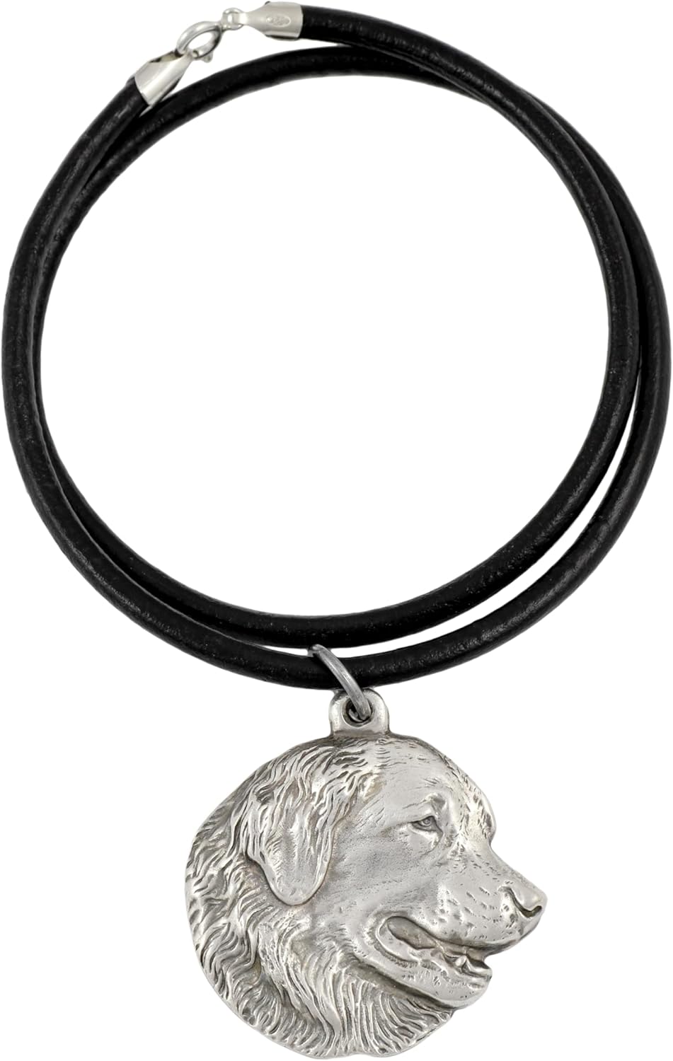 Art-Dog Dog Silver-Plated Pendant on a Leather Strap - Dog Necklace in Elegant Case – Silver Dog Necklaces for Men and Women – Dog Breeds Jewelry – Leonberger
