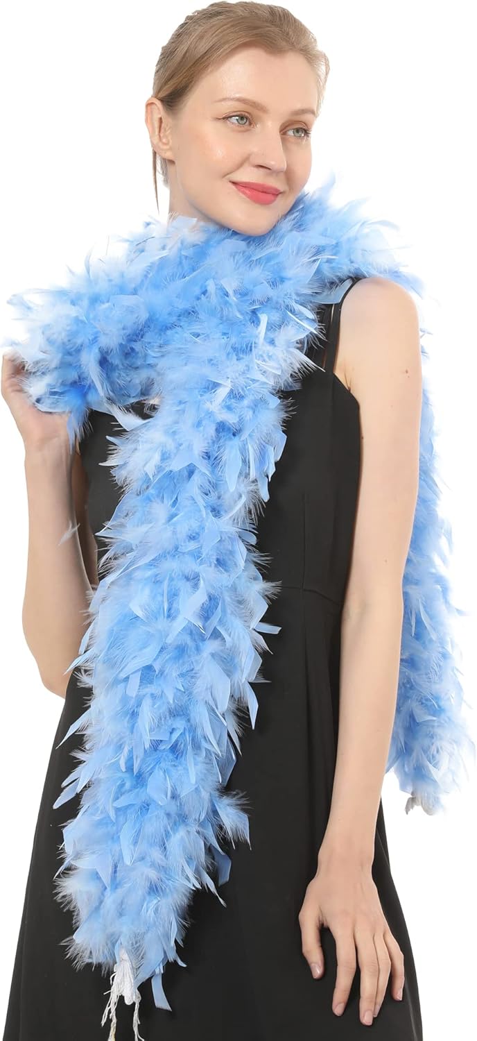 Ws&Wt 2 Yards 100 Grams Turkey Chandelle Feather Boa for Adult Women Costume Accessory Dress up Party Favors