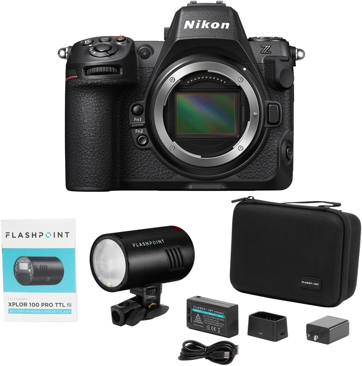 Nikon Z8 Full-Frame Mirrorless Camera Body Bundle with Flashpoint XPLOR 100 Pro TTL Flash, 1-Year Limited Warranty