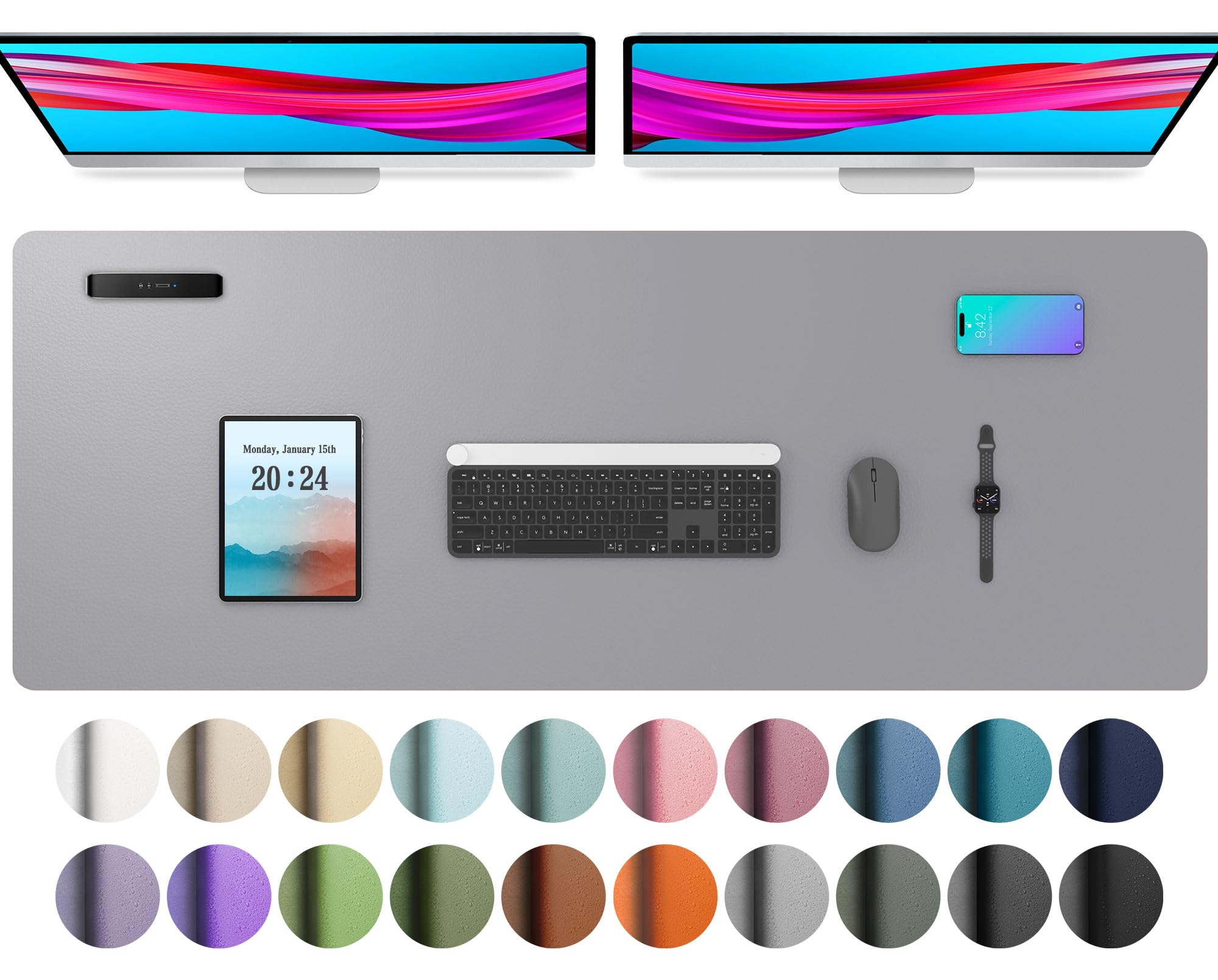 Aothia Leather Desk Pad Protector, Mouse Pad, Office Desk Mat, Non-Slip PU Leather Desk Blotter, Laptop Desk Pad, Waterproof Desk Writing Pad for