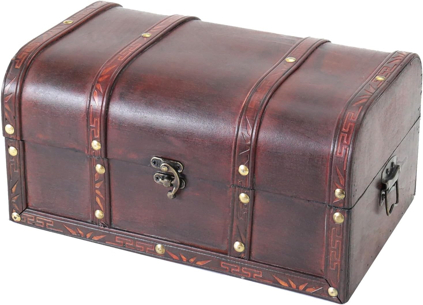 HMF Wooden treasure chest, small treasure box with vintage metal clasp for children’s birthday, wedding or anniversary | 30 x 20 x 15 cm | Portugal