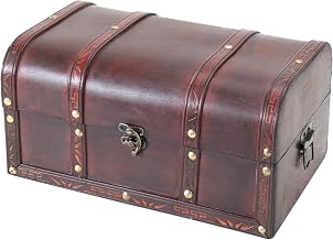 HMF Wooden Treasure Chest Small Treasure Chest with Vintage Metal Clasp for Children's Birthday, Wedding or Anniversary | 30 x 20 x 15 cm | Portugal