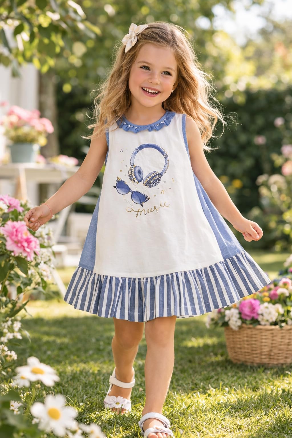 Mayoral Vestito Bambina Estivo Senza Maniche con Stampa Decorativa – Abito Casual per Bambina