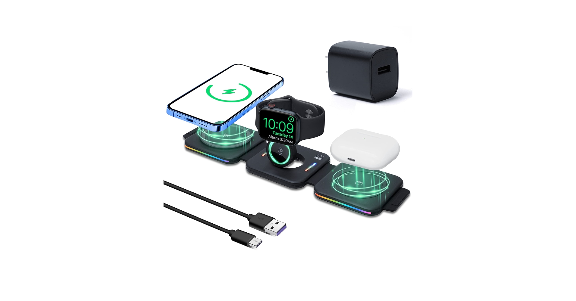 スマホアクセサリー 3in1 Wireless Charging Pad with MagSafe Amazon.com: CHARGEWORX 3-in-1 Wireless Charging Pad, Mini