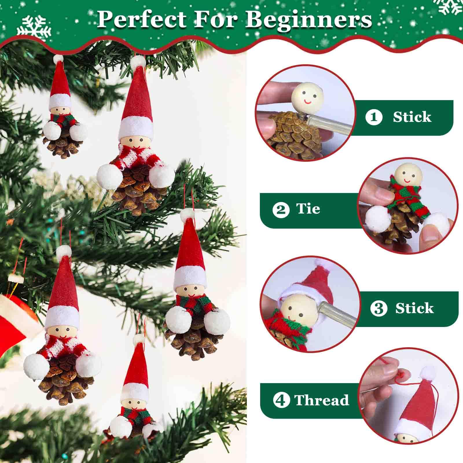 DONQL 10 Set Christmas Tree Decorations - Pine Cones Santa Claus Ornaments, Christmas Crafts, Xmas Decorations With Natural Pine Cones - Image 4