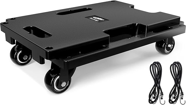 Ronlap Furniture Moving Dolly, Furniture Movers with Wheels, Portable Moving Rollers Leg Dollies for Heavy Furniture, 4 Wheels Small Flat Dolly with 2 Elastic Ropes, 200 KG Capacity, 1 Pack, Black