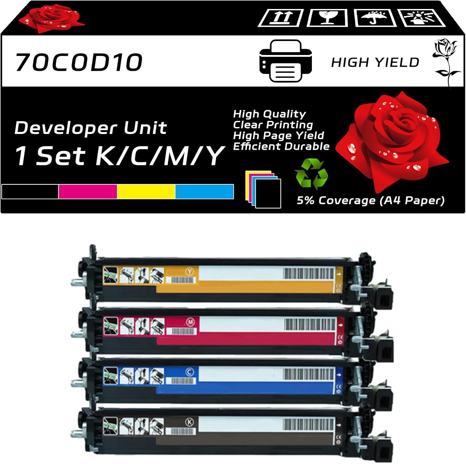 70C0D10 70C0D20 70C0D30 70C0D40 Developer Unit Compatible with Lexmark CX310dn CX310n CX317dn CX410de CX410dte CX410e CX417de Printers, High Yield 30000 Pages, Vibrant Colors (Multicolor)