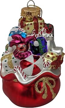 Christmas By Krebs Blown Glass Collectible Tree Ornaments 4" Overloaded Santa Bag