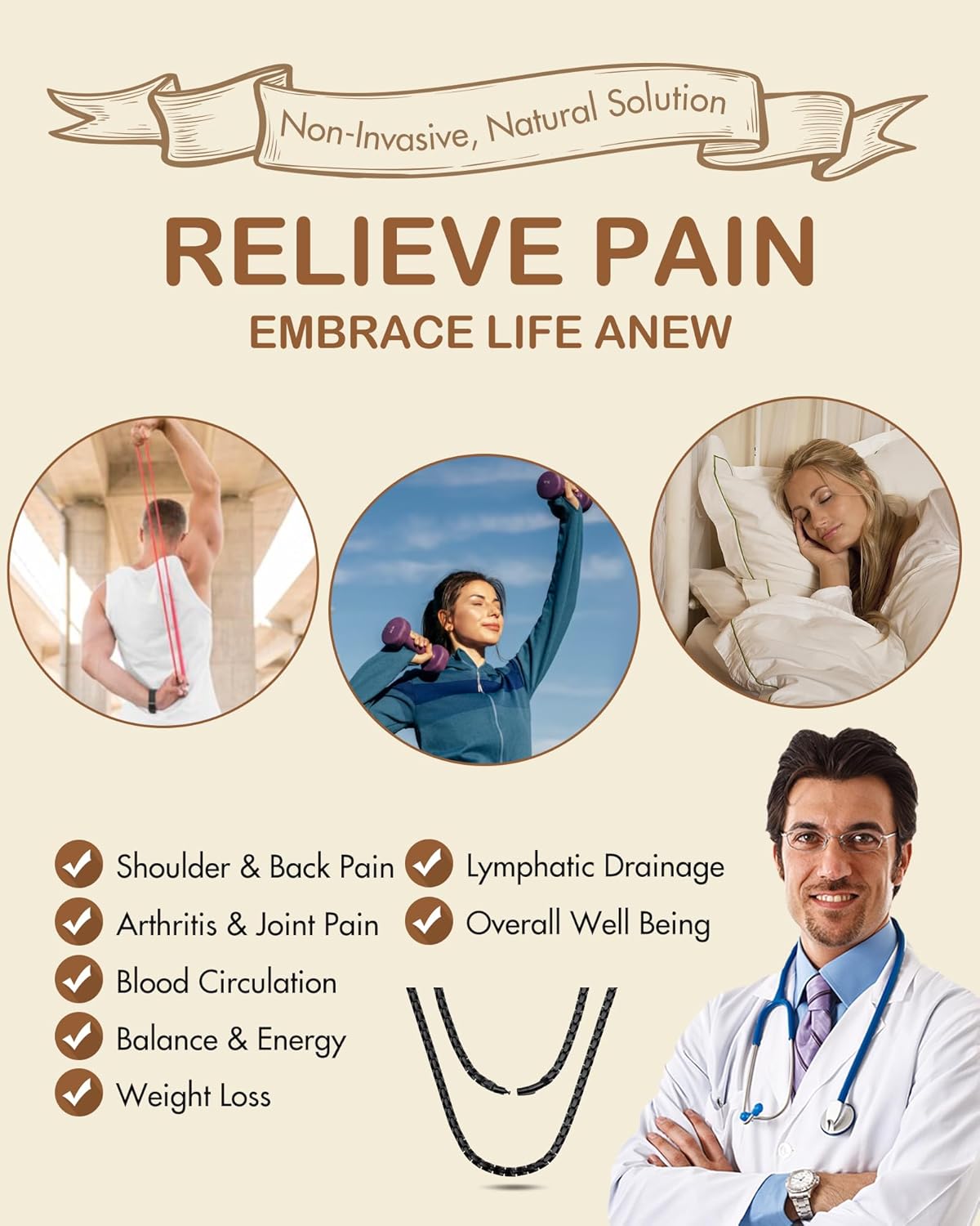 Feraco Magnetic Necklace for Men Women, Titanium Stainless Steel Magnetic Chain with Ultra Strength Neodymium Magnets, Black Jewelry Gift, Adjustable with Sizing Tool - Image 5