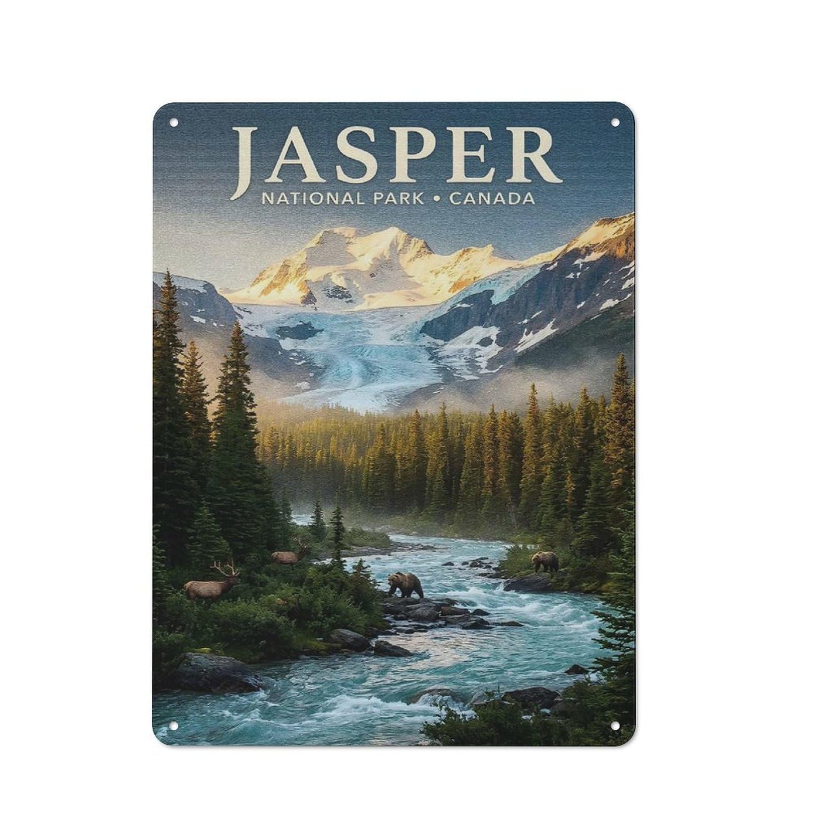 Junmoney Style-1 Modern Vintage Jasper National Park Canada Landscape Office Metal Sign 40X30cm, Creative Space Decor For Hobby Room, Office, Lounge Or Living Room