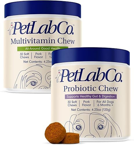 Miniatura 1 de PetLab Co - Paquete de probióticos multivitamínicos y perros multivitaminas masticables para perros apoyan la salud y probióticos para perros para