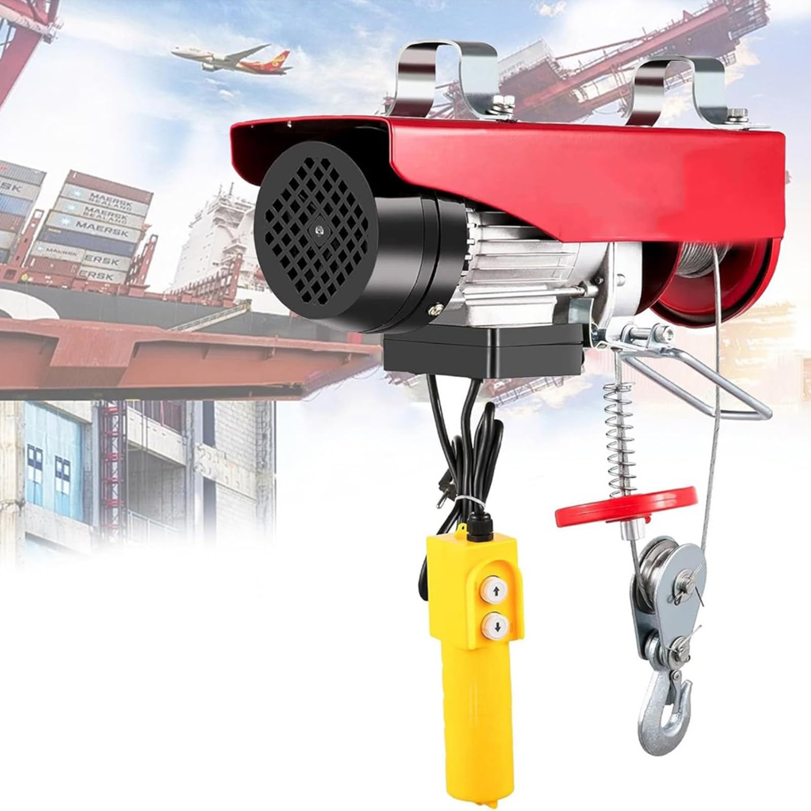 Eiwitany Overhead Electric Hoist Winch, with Wired Hand Remote Control & Steel Wire Rope, for Garage, Warehouse and Factory Hoisting Tasks （PA800*12m ）