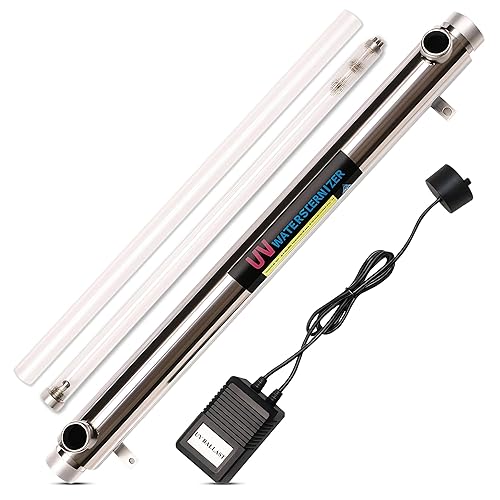 Ozmosis Filtro purificador de agua ultravioleta para toda la casa, 55 W, unidad UV de acero inoxidable de 120 V, entrada/salida MNPT de 1/2 pulgada,