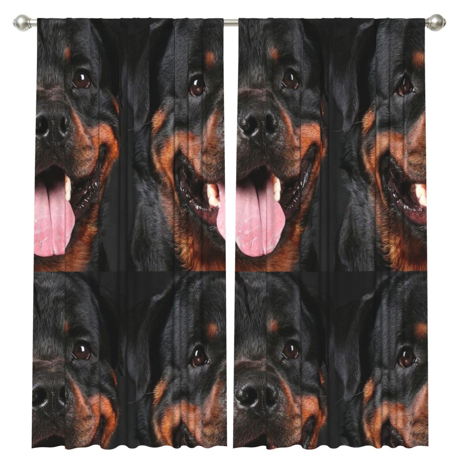 InOmak Rottweiler Dog, 2 Panels Window Curtains 52 x 84 Inch Blackout Curtains for Living Room Bedroom