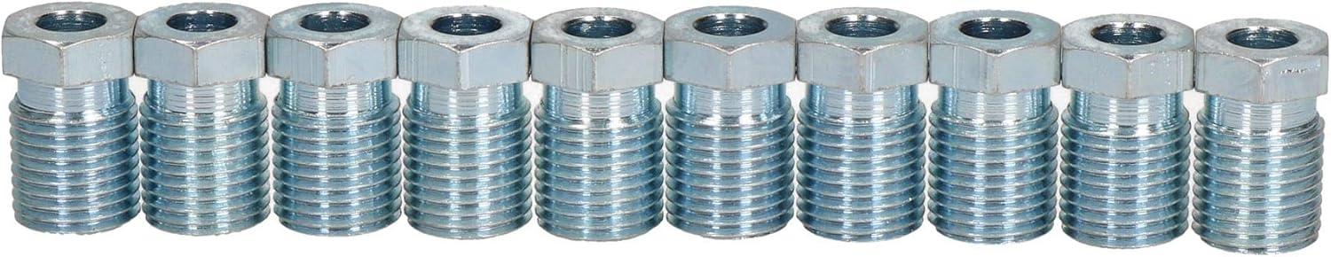 AB Tools Steel Male Brake Pipe Union Fittings 1/2" x 20 UNF for 1/4" Brake Pipe 10pc